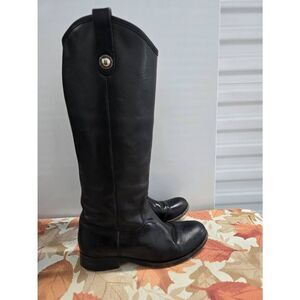 Frye Melissa Button 2 Tall Knee Riding Boots Black Leather 77167 - Size 7 B